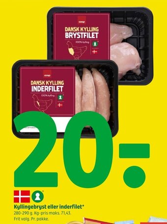 Coop 365 Kyllingebryst eller inderfilet tilbud