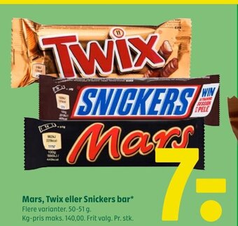 Coop 365 Mars, Twix eller Snickers bar tilbud