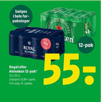 Coop 365 Royal eller Heineken 12-pak tilbud