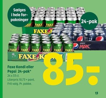 Coop 365 Faxe Kondi eller Pepsi 24-pak tilbud