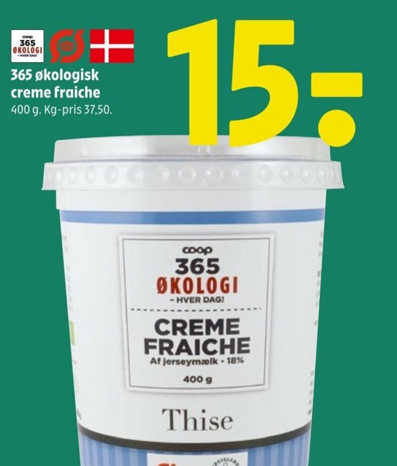 Coop 365 365 økologisk creme fraiche 400 g. tilbud