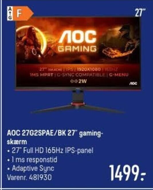 Elgiganten AOC 27G2SPAE/BK 27" gaming-skærm tilbud