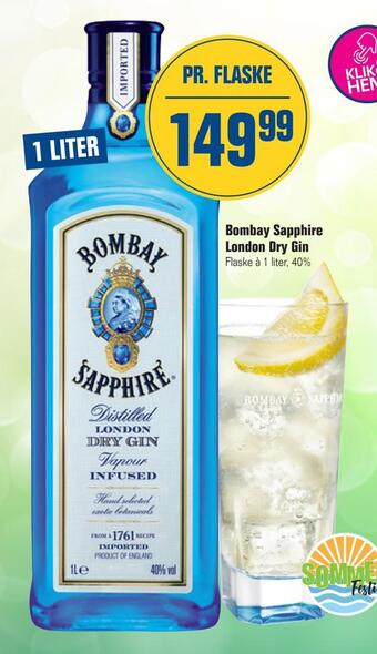 Otto Duborg Bombay sapphire london dry gin tilbud