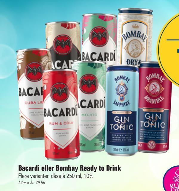 Bacardi eller bombay ready to drink tilbud hos Otto