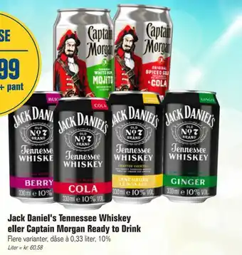 Otto Duborg Jack daniel's tennessee whiskey eller captain morgan ready to drink tilbud