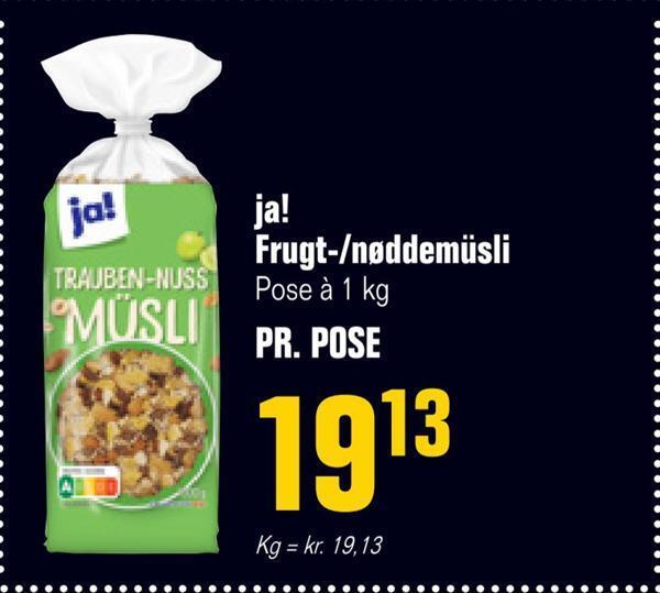 Otto Duborg Ja! frugt-/nøddemüsli tilbud