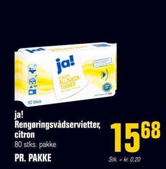 Ja! rengøringsvådservietter, citron