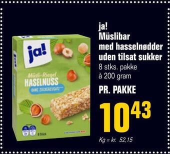 Otto Duborg Ja! müslibar med hasselnødder uden tilsat sukker tilbud