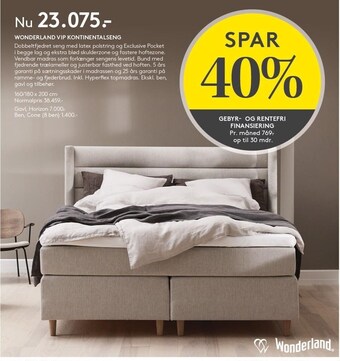 SengeSpecialisten Wonderland vip kontinentalseng tilbud