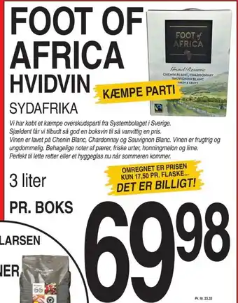 ABC Lavpris FOOT OF AFRICA HVIDVIN tilbud
