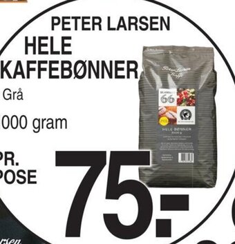 ABC Lavpris PETER LARSEN HELE KAFFEBØNNER tilbud