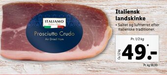 Lidl ITALIAMO Italiensk landskinke tilbud