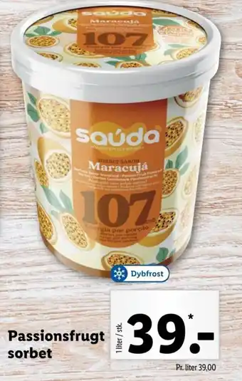 Passionsfrugt sorbet