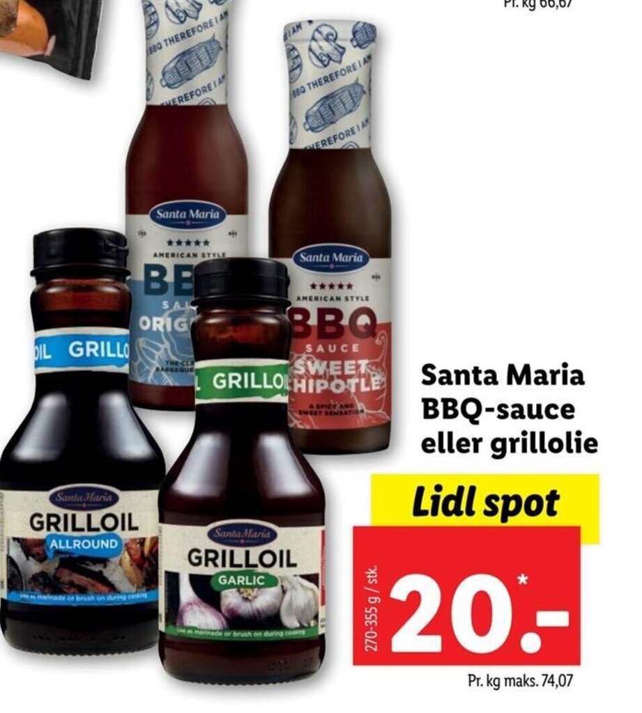 Santa Maria BBQsauce eller grillolie tilbud hos Lidl