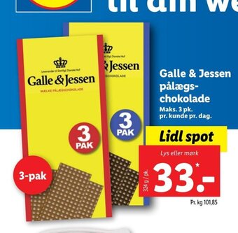 Lidl Galle & Jessen pålægs-chokolade tilbud