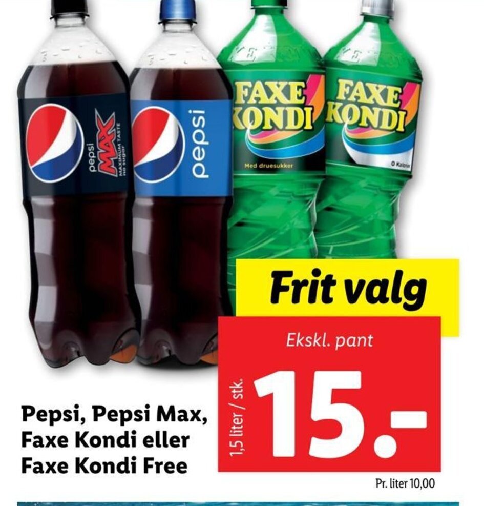 Lidl Pepsi, Pepsi Max, Faxe Kondi eller Faxe Kondi Free tilbud