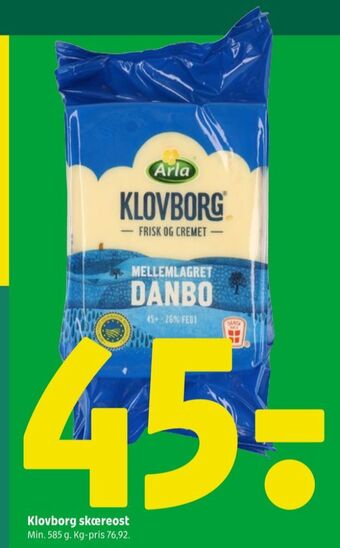 Klovborg skæreost danbo mellemlagret