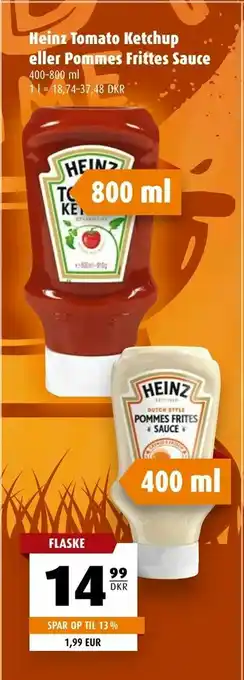 Scandinavian Park Heinz Tomato Ketchup eller Pommes Frittes Sauce tilbud
