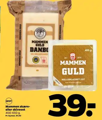 Netto Mammen skære-eller skiveost 400-650 g. tilbud