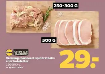 Velsmag marineret spidersteaks eller koteletter