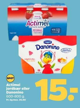 Netto Actimel jordbær eller Danonino tilbud