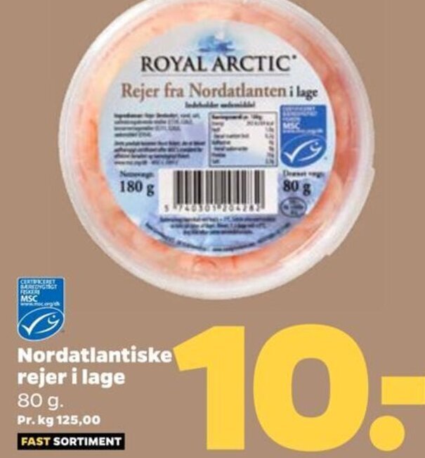 Netto Nordatlantiske rejer i lage tilbud