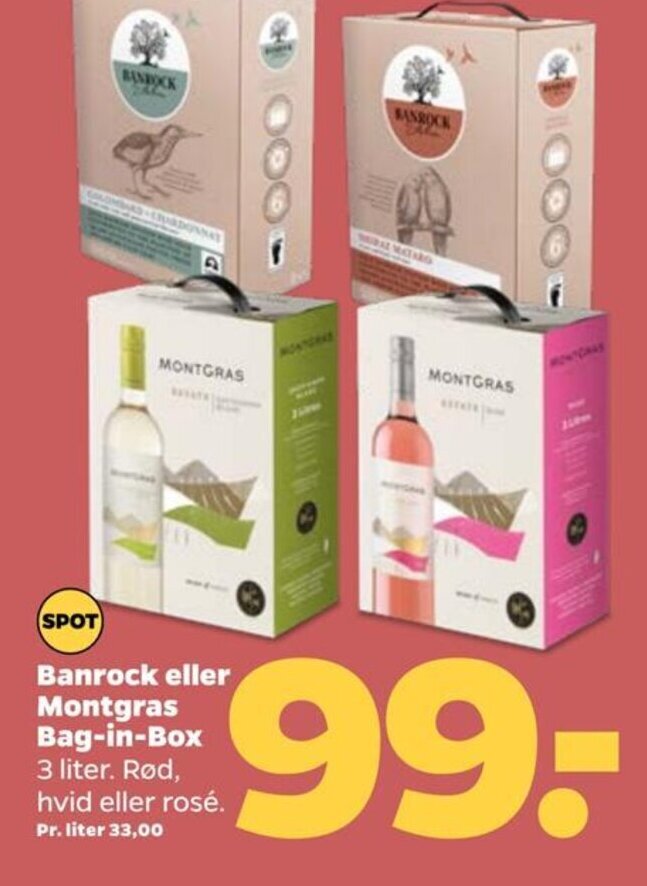 Netto Banrock eller Montgras Bag-in-Box tilbud
