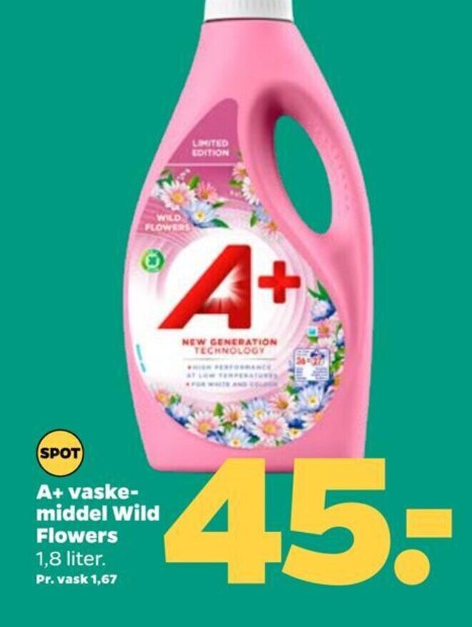 Netto A+ vaske-middel Wild Flowers tilbud