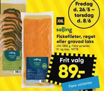 Fiskefileter, røget eller gravad laks