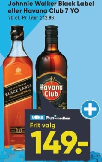 Bilka Johnnie Walker Black Label eller Havana Club 7 YO tilbud
