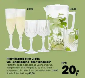 Kvickly Plastikkande eller 2-pak vin-, champagne- eller vandglas tilbud