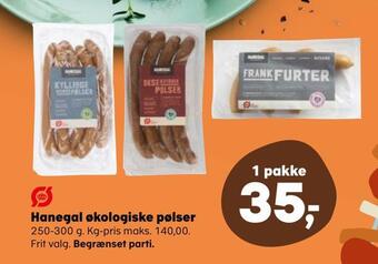 Kvickly Hanegal økologiske pølser tilbud