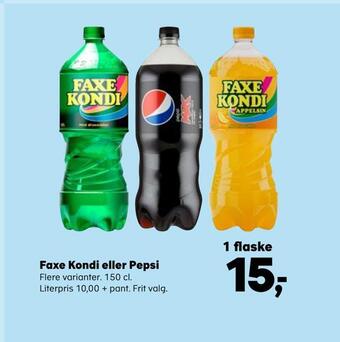 Kvickly Faxe kondi eller pepsi tilbud