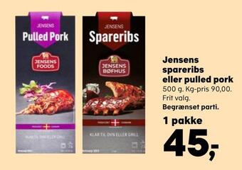 Kvickly Jensens spareribs eller pulled pork tilbud