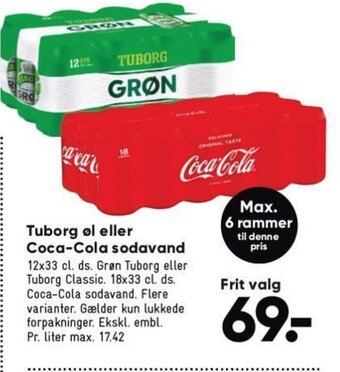 Bilka Tuborg øl eller Coca-Cola sodavand tilbud