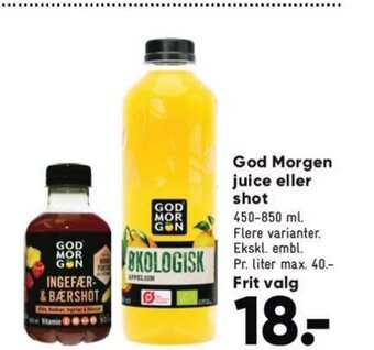 Bilka God Morgen juice eller shot tilbud