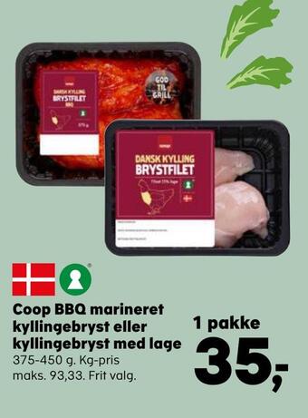 Kvickly Coop bbq marineret kyllingebryst eller kyllingebryst med lage tilbud