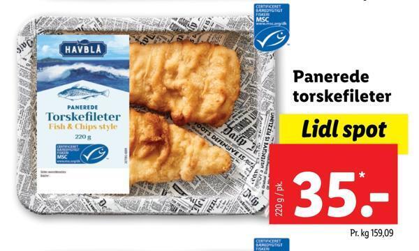Lidl Panerede torskefileter tilbud