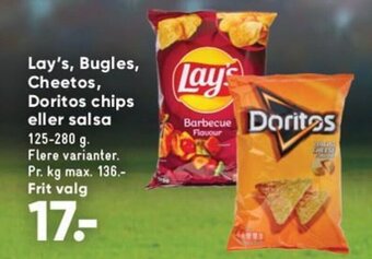 Lay's, Bugles, Cheetos, Doritos chips eller salsa