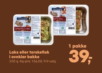SuperBrugsen Laks eller torskefisk i ovnklar bakke tilbud