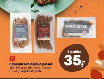 SuperBrugsen Hanegal økologiske pølser tilbud