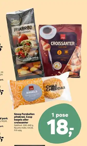 SuperBrugsen Smag forskellen pitabrød, coop bagels eller croissanter tilbud