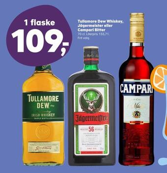 SuperBrugsen Tullamore dew whiskey, jägermeister eller campari bitter tilbud