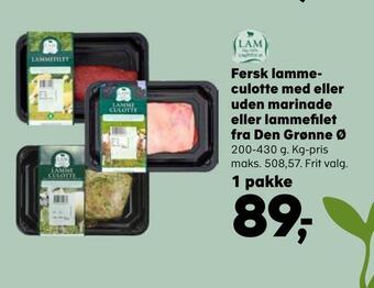 Fersk lammeculotte med eller uden marinade eller lammefilet fra den grønne ø