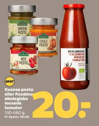 Netto Svansø pesto eller foodmood økologiske mosede tomater tilbud