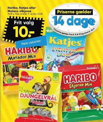 Bilka Haribo, Katjes eller Malaco slikpose tilbud