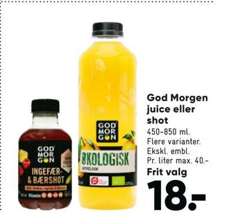 Bilka God morgen juice eller shot tilbud