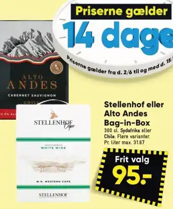 Stellenhof eller Alto Andes Bag-in-Box