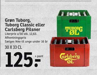 SPAR Grøn tuborg, tuborg classic eller carlsberg pilsner tilbud