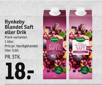 SPAR Rynkeby blandet saft eller drik tilbud